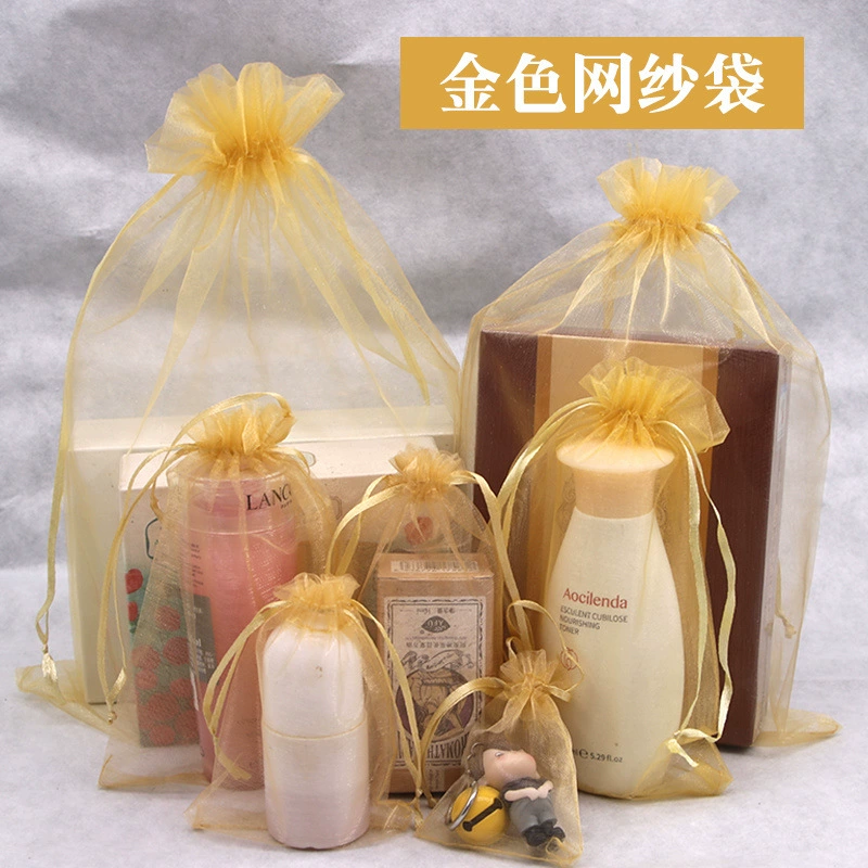 10 золотых сетчатых пакетов, косметика, пакеты для упаковки духов, подарочные пакеты, пакеты для ювелирных изделий, популярная ароматерапия
