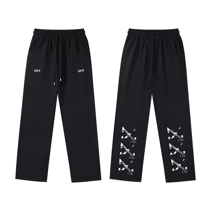 2025 Autumn and Winter New Ow Fuzzy Arrow Pattern Printed Casual Pants for Men and Women, One Piece Wholesale Delivery