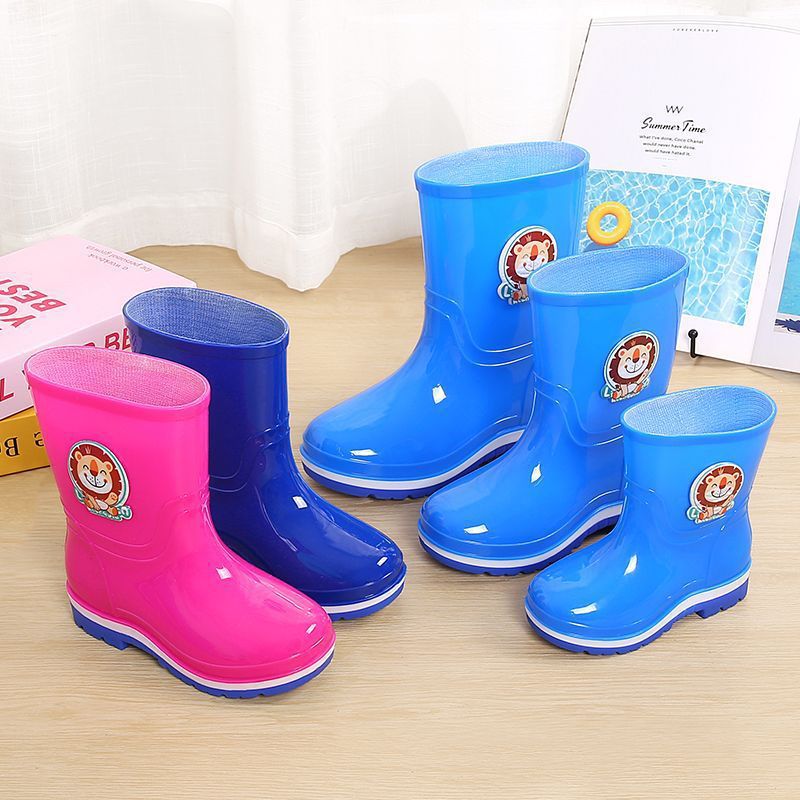 Children's Rain Boots for Boys and Girls, Baby Rain Boots, Non-Slip Waterproof Toddler Cartoon Fleece-Lined, Big Kidsren's Student Water Shoes