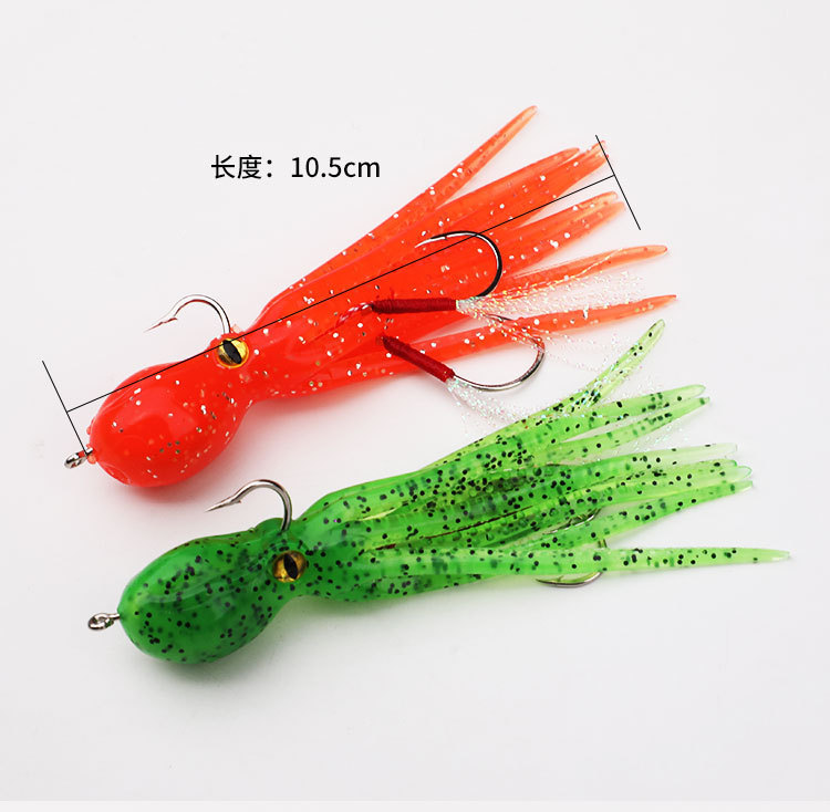 4 Pcs Large Simulation Squid Fishing Lures Bait Kit,3D Holographic Eyes，Built-in Multicolored Lead BlocksThrough Heavy Duty ，Stable and Tempting