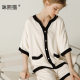Miximao summer tribute satin xiaoxianglu white black edge shorts short sleeve home wear suit T