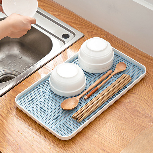 Household rectangular plastic double-layer drain tea tray dry soak Japanese kitchen creative fruit water cup tea set tray