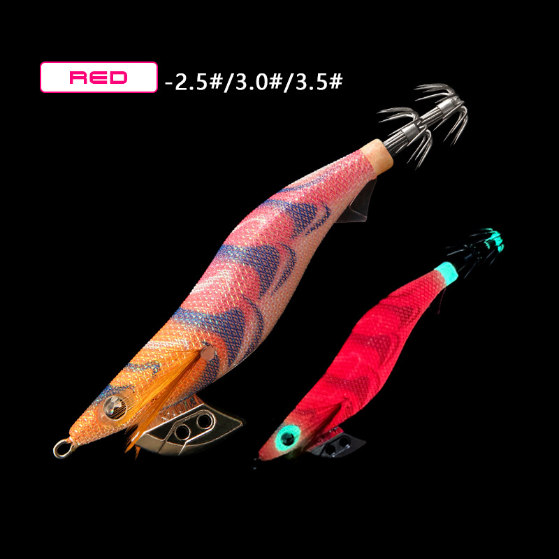 LETOYO Luya neón SERIE DE MADERA Camarón calamar gancho calamar plantilla 2,5/3,0/3,5 #