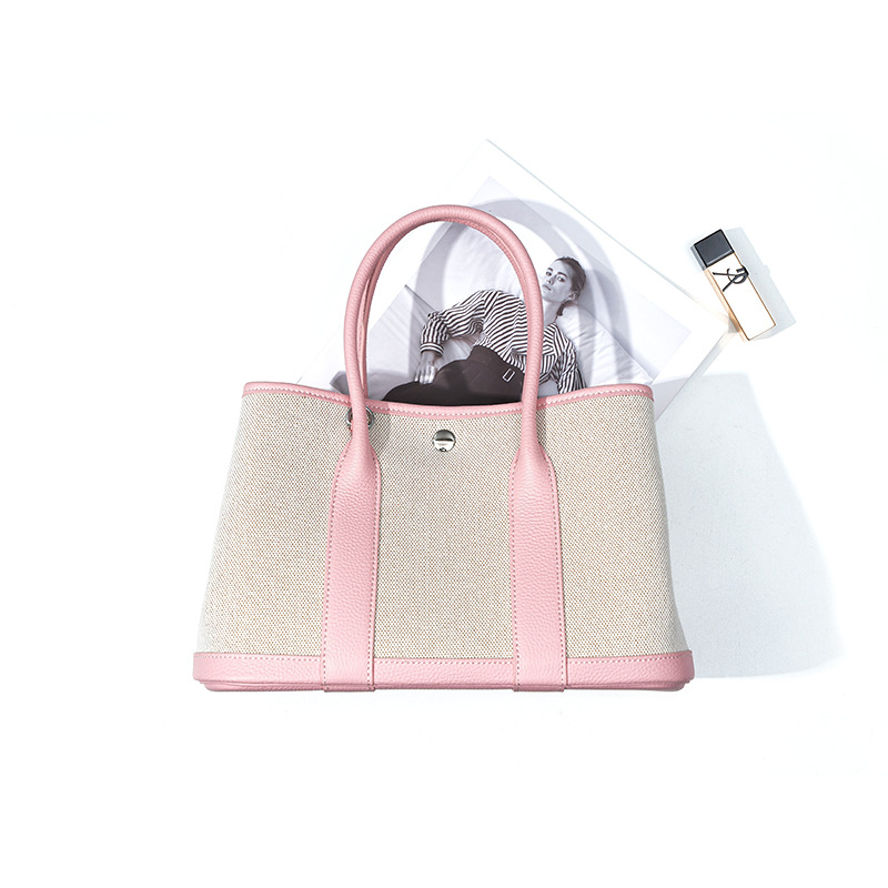 Best-Selling Women's Crossbody Bag, Commuter Tote Bag, High-Quality Large Capacity Top Grain Cowhide Leather And Canvas Garden Bag - Thumbnail 6