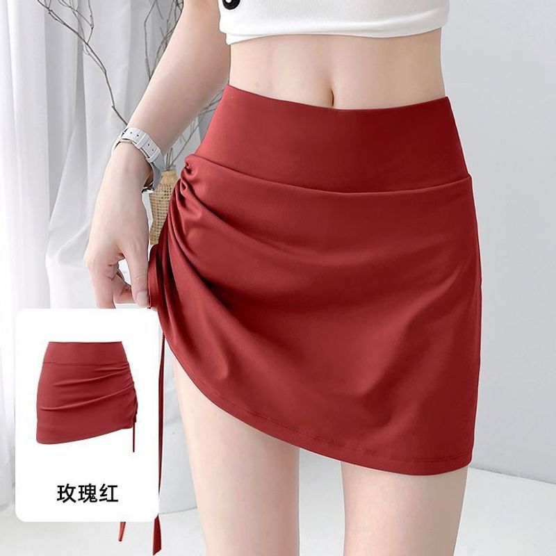 Falso de dos piezas de falda deportiva para mujeres 2026 nuevo verano cintura alta caderas trajes de yoga de cuerda falda de cuerpo de acondicionamiento anti-descalzo image 10