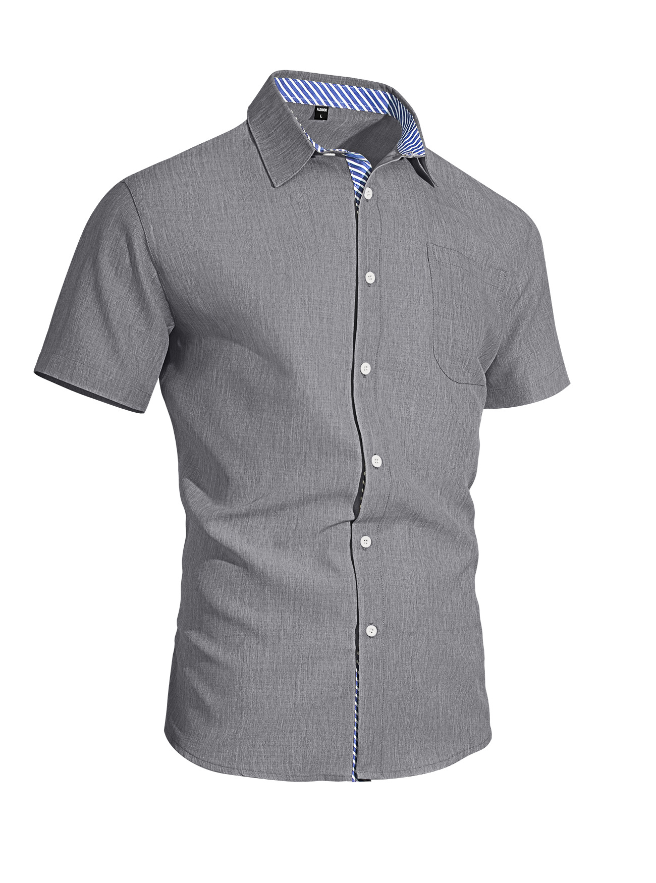Transfronterizo Amazon verano nuevo hombre botón de solapa bolsillo camisa de manga corta camisa casual americana