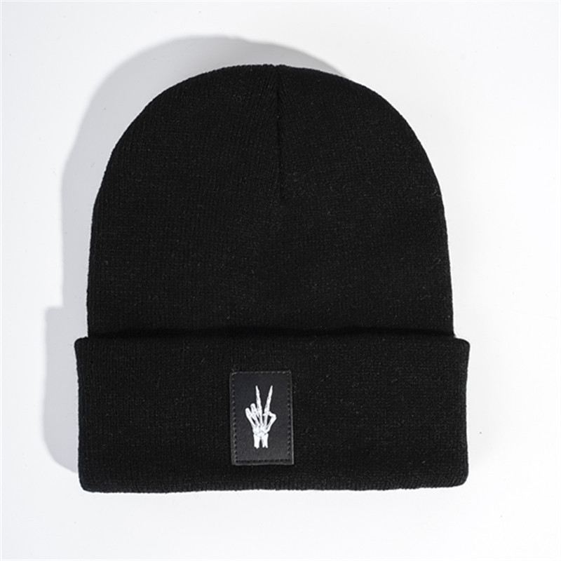 Halloween Ghost Claw Embroidery Knitted Pullover Wool Hat