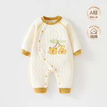 婴儿连体衣纯棉秋冬加厚保暖夹棉哈衣爬服睡衣新生儿衣服打底内穿