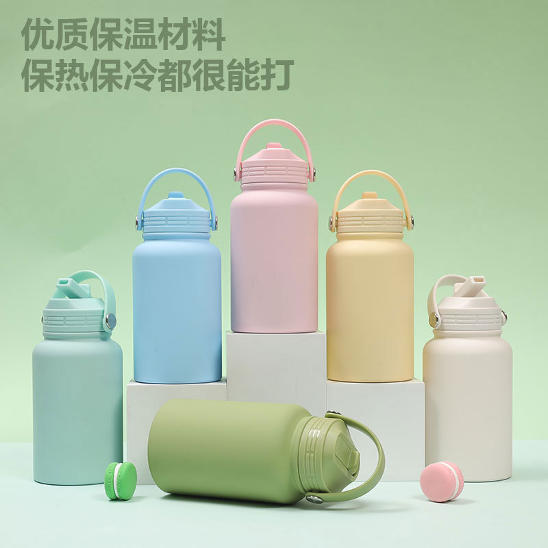 跨境新款650ml运动水壶 便携提手吸嘴水杯 不锈钢美式大口保温杯|undefined