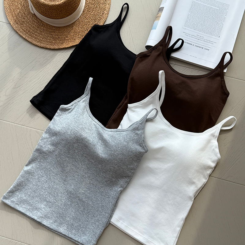 Tao Chuan [with chest pad] thin shoulder strap camisole women's comfortable slim-fit top without steel ring FW659