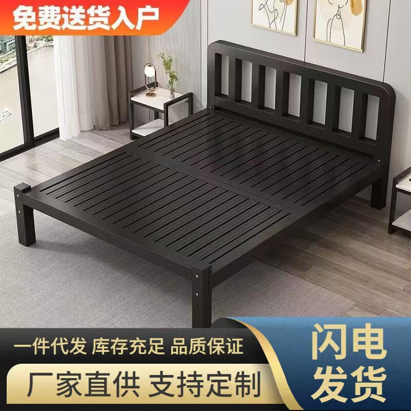 家用铁艺床双人床1.5米加厚加固钢架床1.8米出租屋不锈钢床铁架床