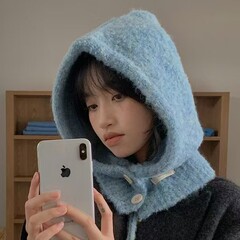 巴拉克拉法帽韩系保暖护耳雷锋帽外贸针织帽毛线帽围巾一体连帽