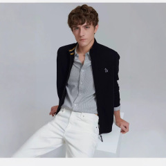 Hazzys/哈吉斯25秋季新款男士休闲商务拉链针织开衫一件代发