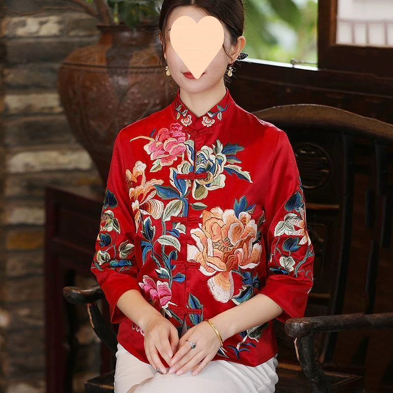 Новая осенняя улучшенная версия короткого топа-чонсама для женщин, китайский ретро-костюм Тан, женская куртка в китайском стиле 2025