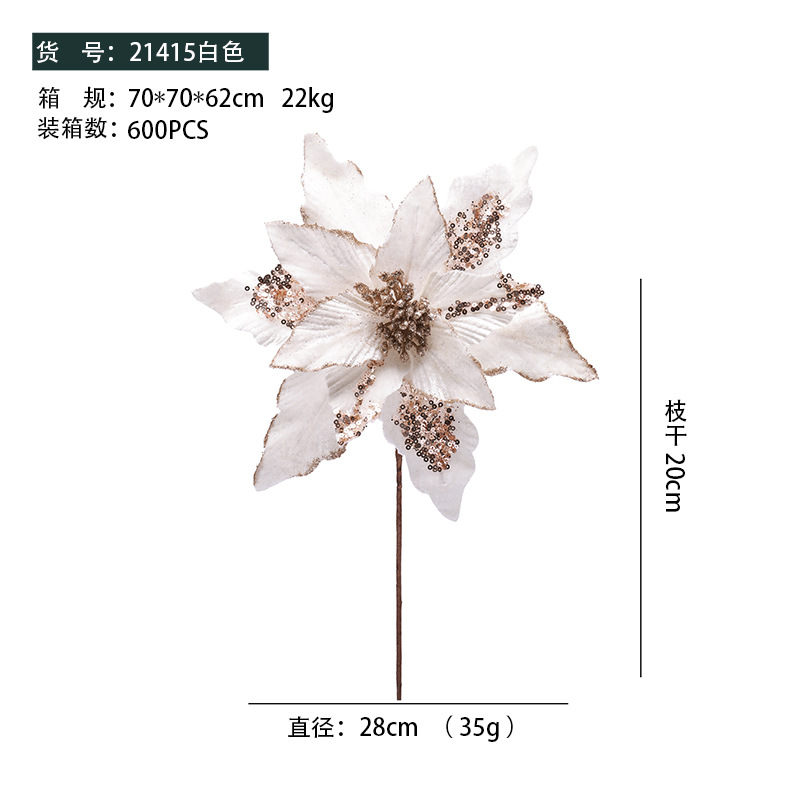 23 nuevos productos transfronterizos de alta calidad flores de Navidad tela de vello hecha a mano polvo adhesivo flor de Navidad decoración del árbol de Navidad colgante