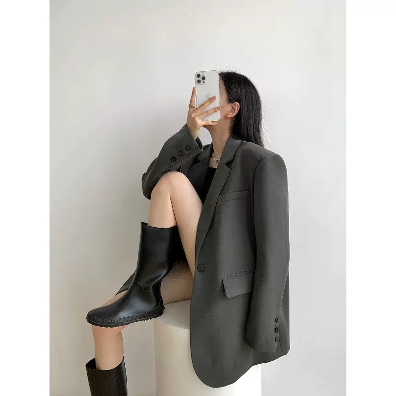 西装外套女韩版宽松休闲港风通勤显瘦春秋装灰色黑色2025年新款女