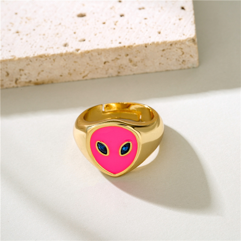 copper dripping oil alien shape open ring wholesale jewelry Nihaojewelry