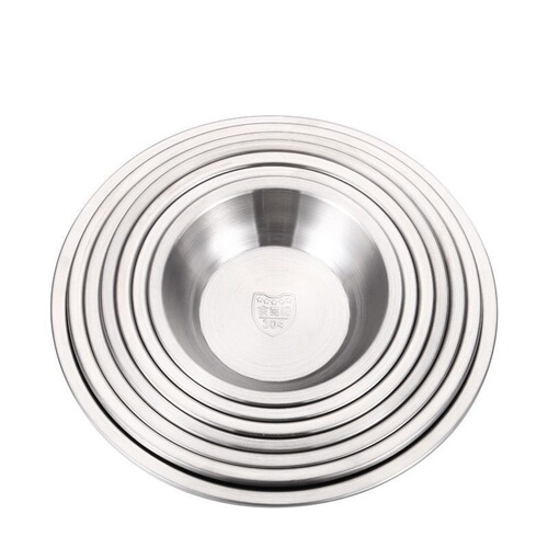 304 stainless steel round plate household plate dessert plate thickened breakfast barbecue plate dumpling plate restaurant round plate