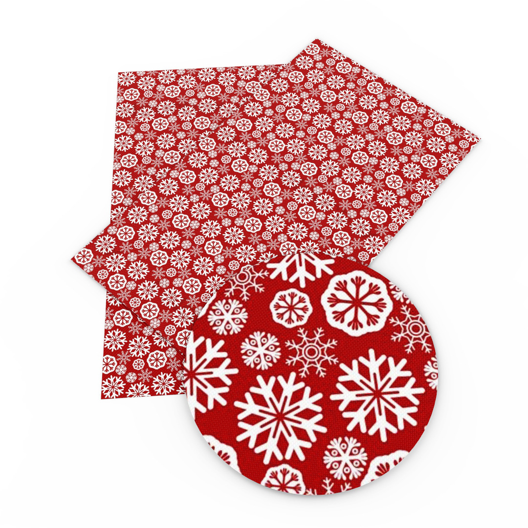 クリスマス雪花模様の薄いポリエステル綿や四面弾ニット生地のプリント生地手作りdiyシャツスカート服装生地