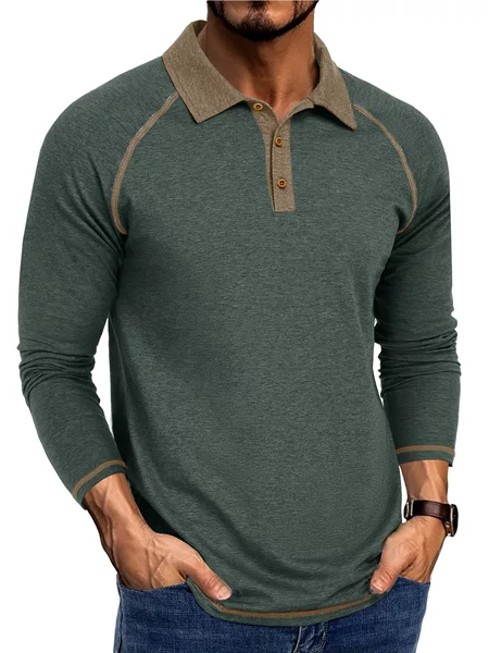 Foreign Trade Cross-Border New Men's Long-Sleeved Polo Shirt Amazon Men's Casual Lapel T-Shirt European and American Autumn and Winter Tops