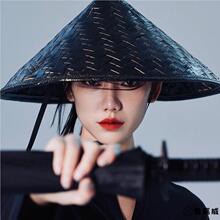 竹编新款黑色斗笠武侠侠客演出男女表演古装古风蓑衣斗笠帽子