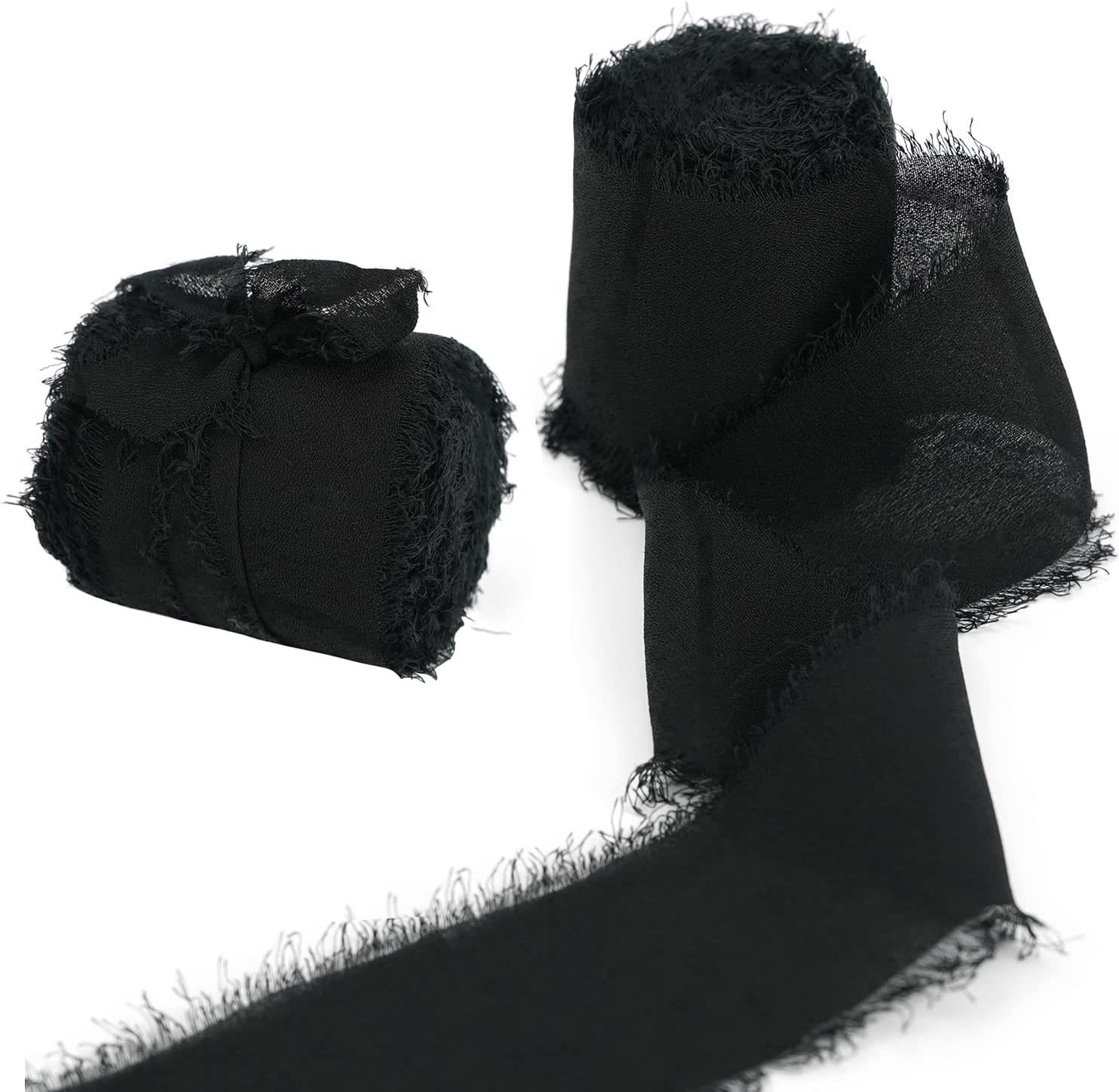 INS deshilachado gasa cinta ramo de la boda borla cinta arco decoración hilo de nieve tira de tela de seda