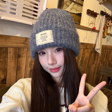 帽子女2025新款冬季保暖毛线帽大头围显脸小宽松护耳针织帽韩版潮