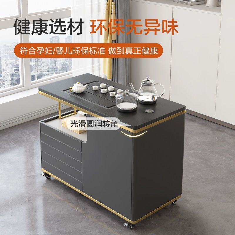 移動茶桌家用小戶型烏金石茶台功夫茶几北歐多功能陽台小茶車