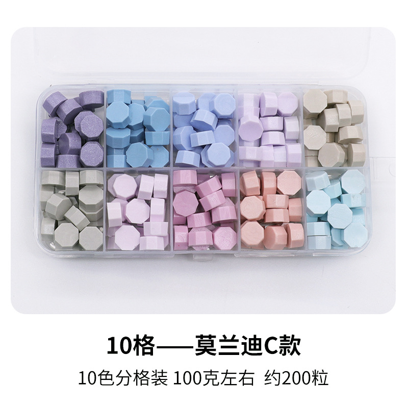 Fuego pintura cera grano traje de color mezclado 24 caja de cuadros de color ocho lados fuego pintura sellado cera fuego pintura sello cera grano fábrica al por mayor