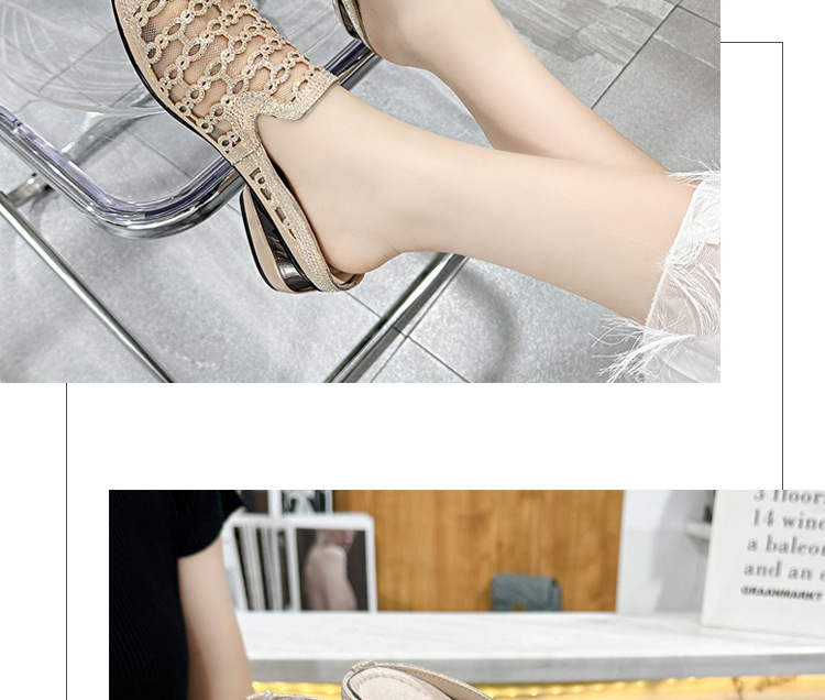 Dép sandal nữ quai chữ V gót thấp 3 cm, đế mềm, lưới thoáng khí — Gót đen cao 3 cm chi tiết 20