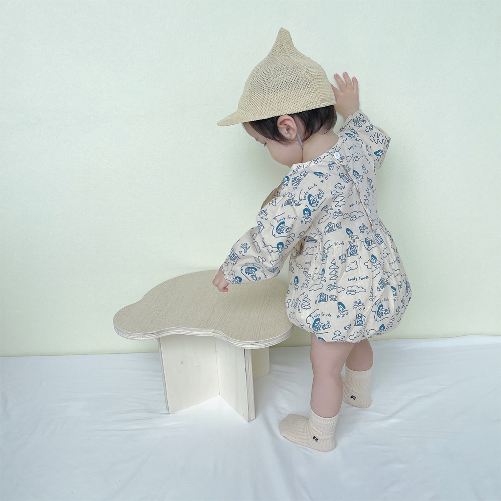 Estilo coreano 2022ins niñas bebé floral de una pieza mameluco recién nacido algodón suave vaina triángulo mameluco