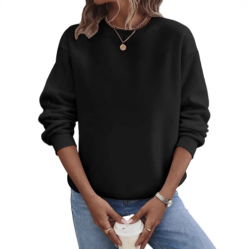 Women's Autumn/Winter E-commerce European Station Comfort Crew Neck Sweatshirt Solid Color Plain Large Size Fashion Sweatshirt