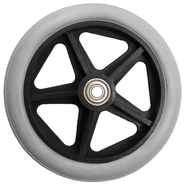 6inch Gray Wheelchair Solid Wheel Rubber Wheel Replacement Wheelchair Front Wheel Roller Walker Non-Slip Roller Universal