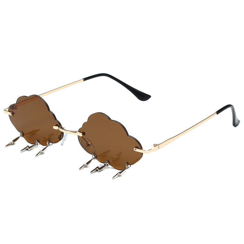 2021 Sunglasses European and American Fashion Cloud Lightning Irregular Sunglasses Personality Frameless Ball Party Sunglasses