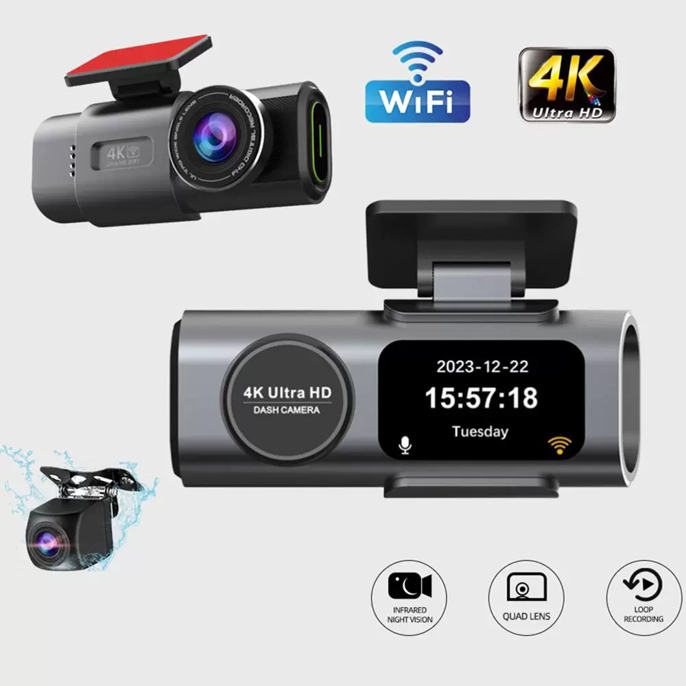 Трансграничный 4K двухобъективный видеорегистратор HD сверхширокоугольное ночное видение WiFi передняя и задняя двойная запись GPS автомобильная запись