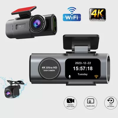 Cross-border 4K dual-lens driving recorder HD ultra-wide angle night vision WiFi front and rear dual recording GPS vehicle recording (Driving recorder)