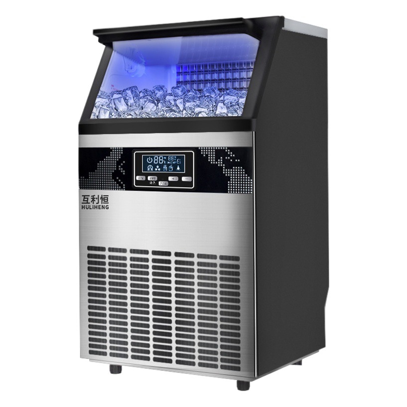 Máquina de hielo comercial completamente automática tienda de té de leche pequeña máquina de hielo de gran capacidad cubo de hielo cuadrado Barra Grande máquina de cubitos de hielo