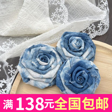 新款全手工扎染植物染蓝色蓝染文艺风复古清新特色布艺胸针装饰品