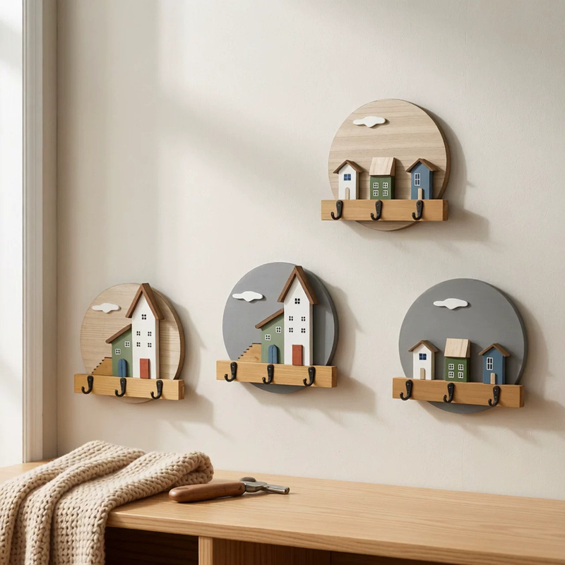 Modern Minimalist Wooden Wall-Mounted Hook for Keys, Clothes, and Hats; Entryway Storage Rack; Nordic Style Coat Rack