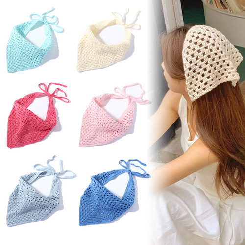Handmade Crochet Triangular Scarf, European and American Fashion Knitted Scarf Headband, Summer, Unique, Artistic Triangular Scarf Accessory