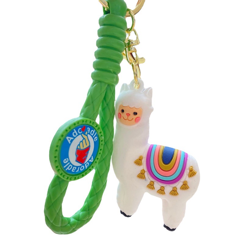 Nuevo Arco Iris lindo alpaca llavero PVC pegamento flexible colgante creativo llavero del coche bolsa de anillo colgante de joyería