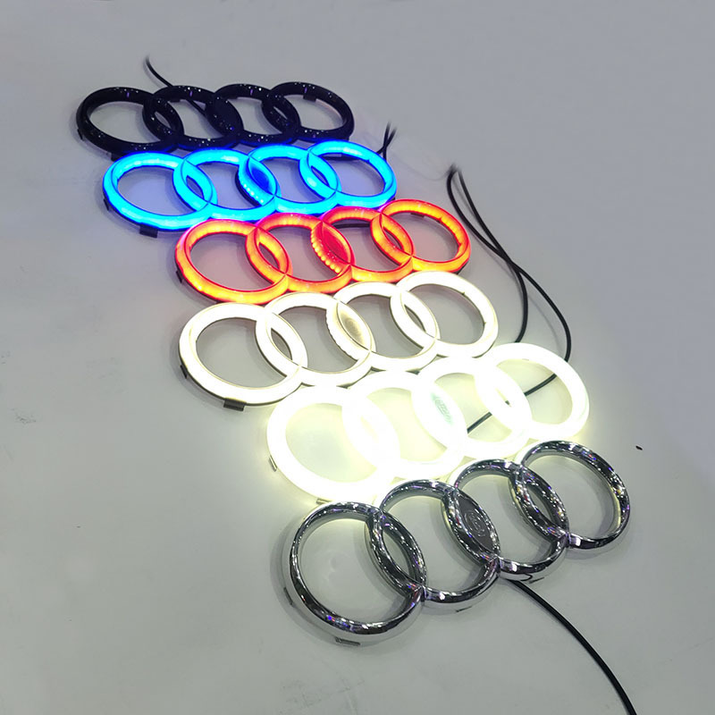 Luces de logotipo de coche 4D aptas para A3/A6/A5/A7/Q3, luces de logotipo de coche con luz fría A4 brillante, logotipo con luz de flujo dinámico para la parrilla delantera.