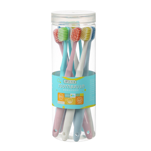 1 barrel of 10 pieces Jian brand wide-head soft-bristle adult toothbrush gum protection student men and women household toothbrush set wholesale
