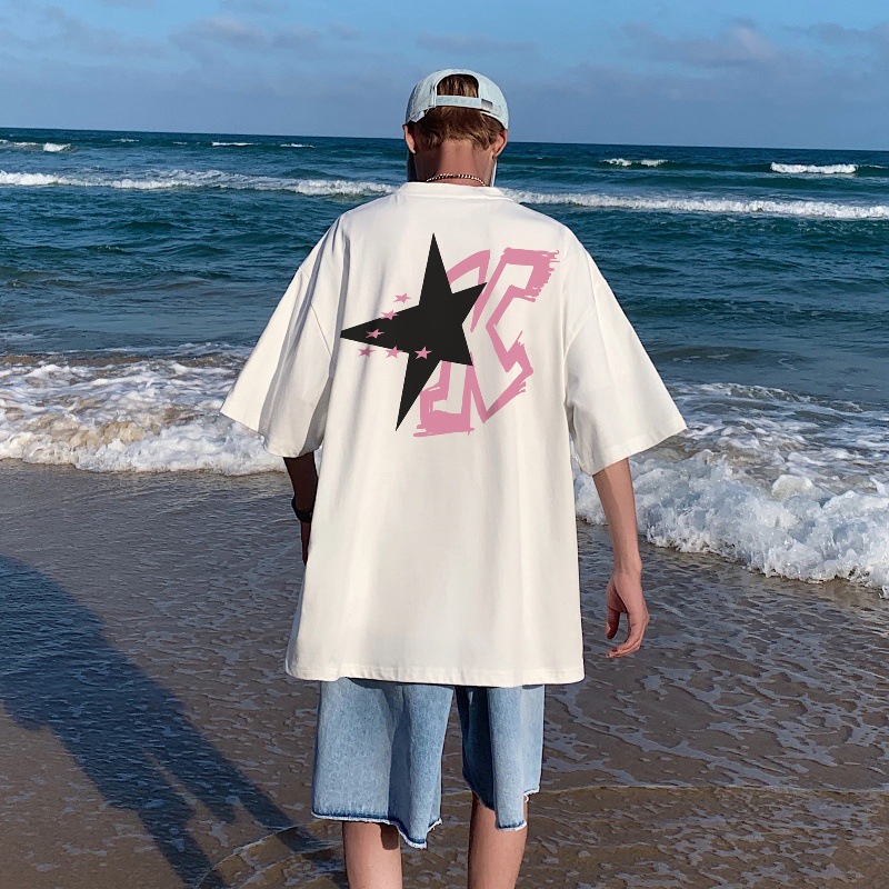 T-shirt uomo in cotone con stampa sul retro stile rétro estate_voghion.com
