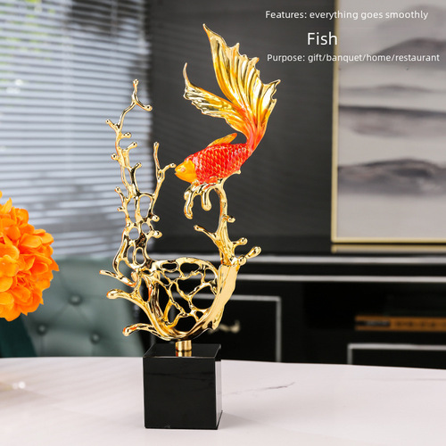 Fish in Water, High-end Light Luxury Entranceway Wine Cabinet, New Chinese Enamel Ornament, Moving-in TV Stand Decor