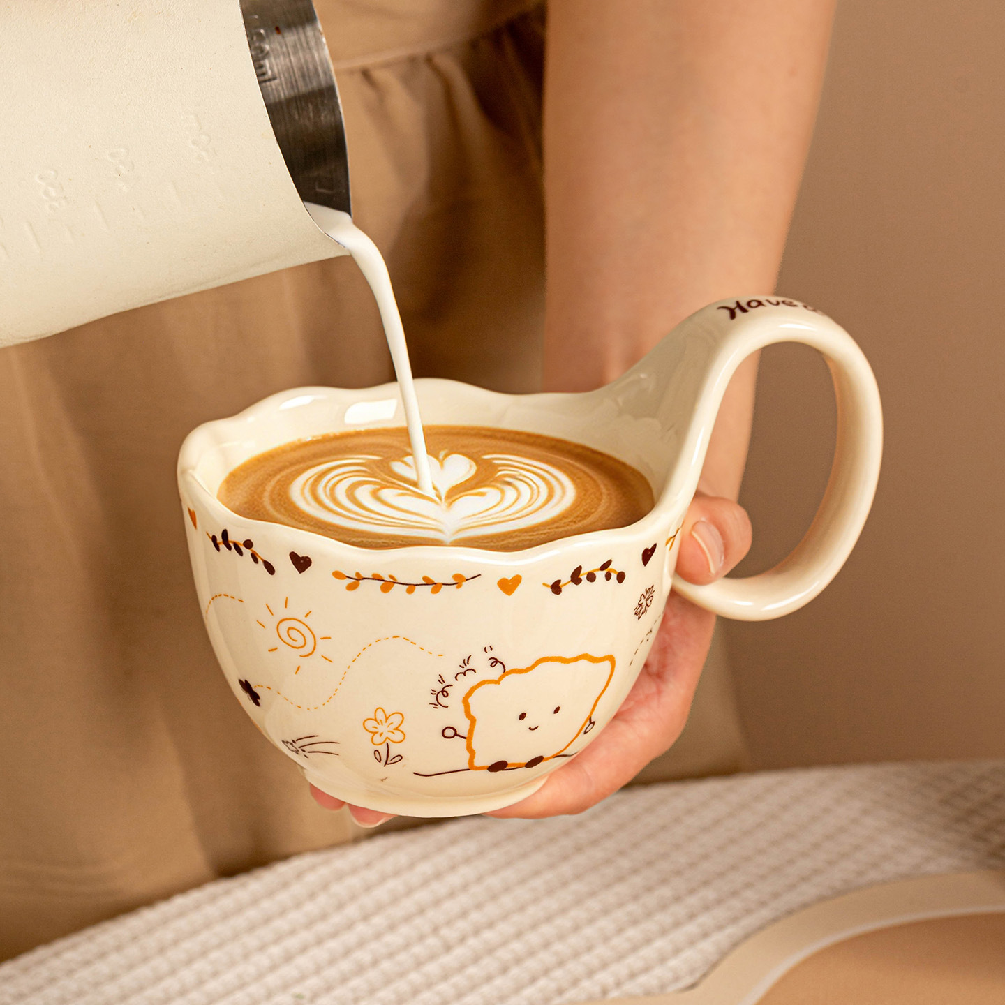 Ins taza de cerámica floral de aire crema regales de cumpleaños para chicas pintadas a mano en casa taza creativa de alto valor