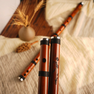 Wind-up stainless steel flute head black cotton thread plus flute collection playing bitter bamboo lacquer craft timbre