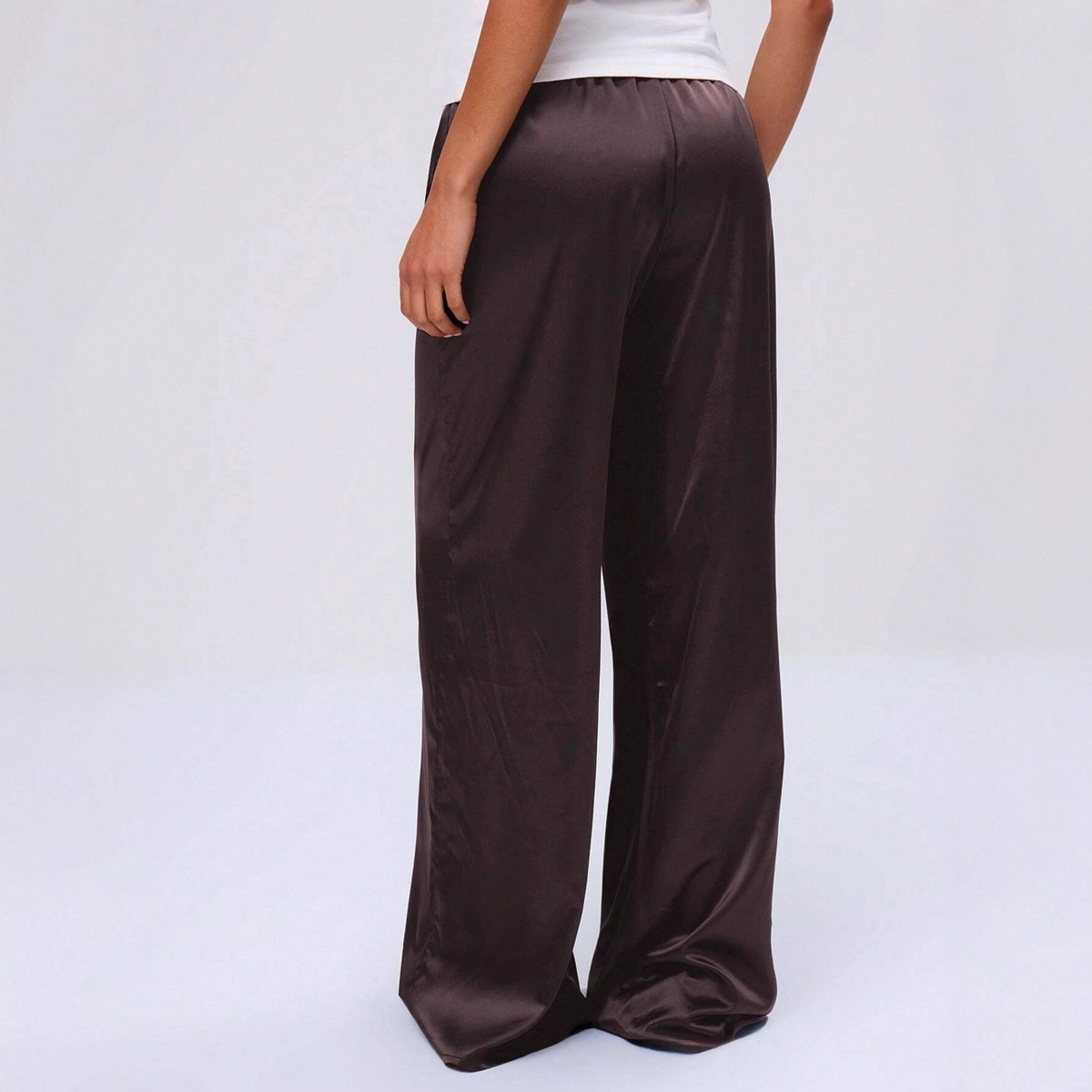 Women's Clothing Women's Trendy Satin Casual Pants Style Wide Leg Drawstring Trousers Loose Fit Spring For Formal & Casual For Women_ecoleips.com
