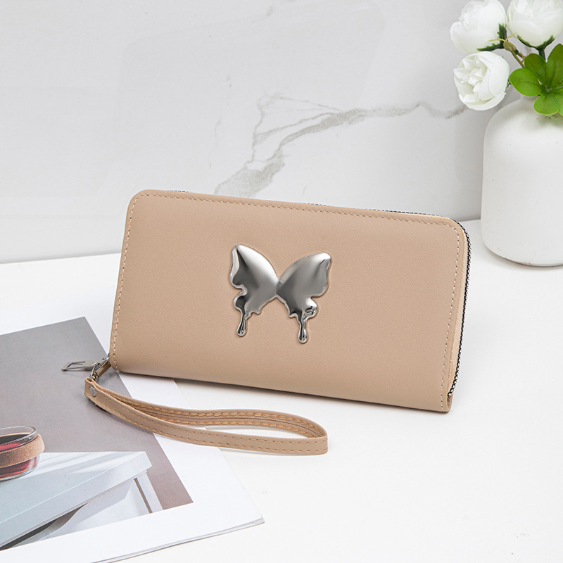 Nicho coreano 2024 mariposa metálica decoración PU material compacto exquisito lindo bolso de mano de mujer