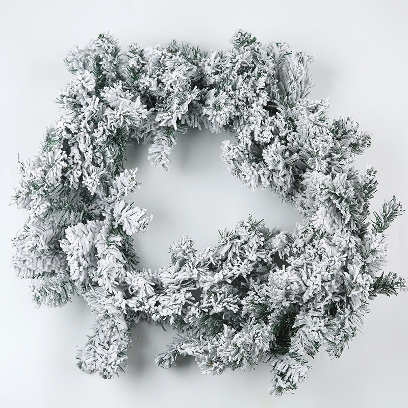 圣诞节仿真雪松藤条PVC加密雪花植绒藤条楼梯装饰品松针藤条|undefined
